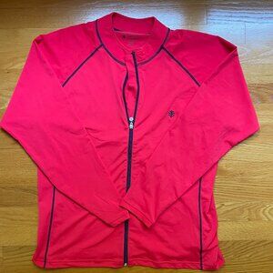 Coolibar Womens Swim Top in Salmon and Navy